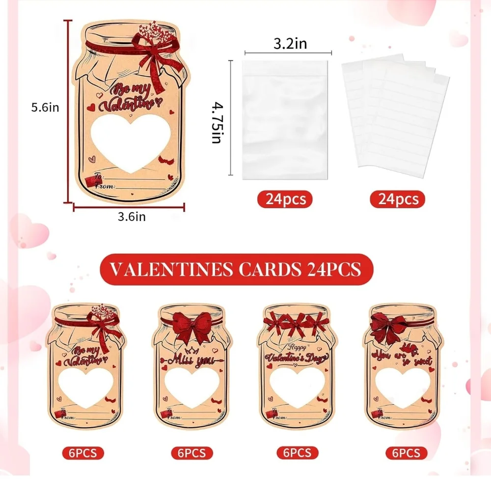 Valentine's Day Jar-Shaped Party Cards